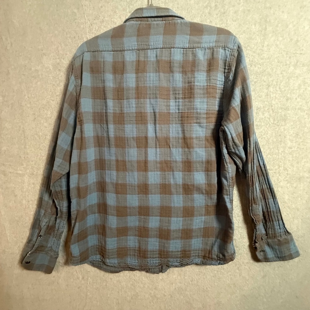 Flag & Anthem Mens Blue Brown Plaid Cotton Flannel Shirt COREWS400V Large - Picture 7 of 8